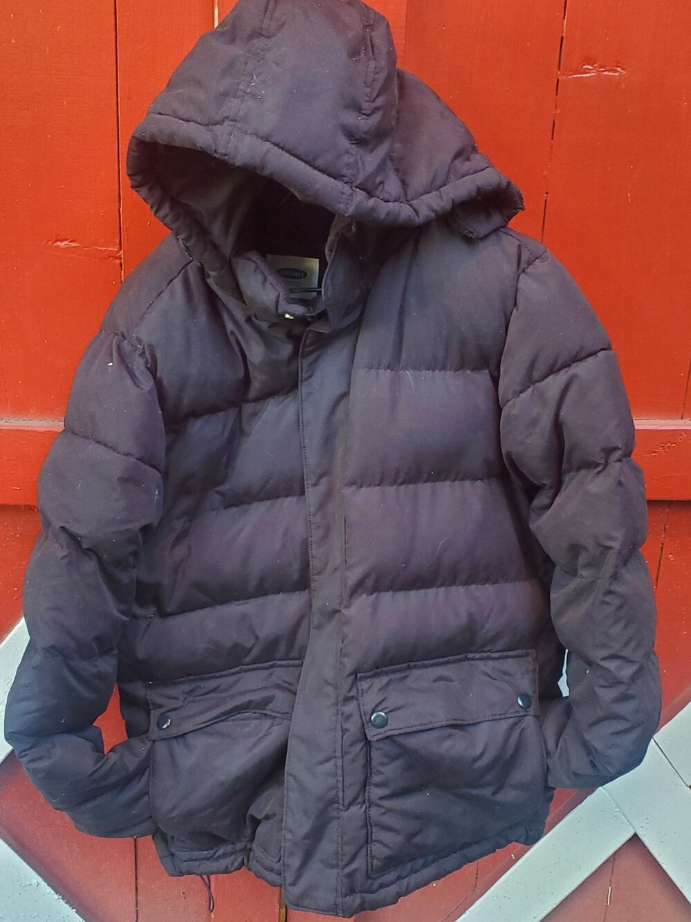 Old Navy Black Men's Hooded Puffer Jacket